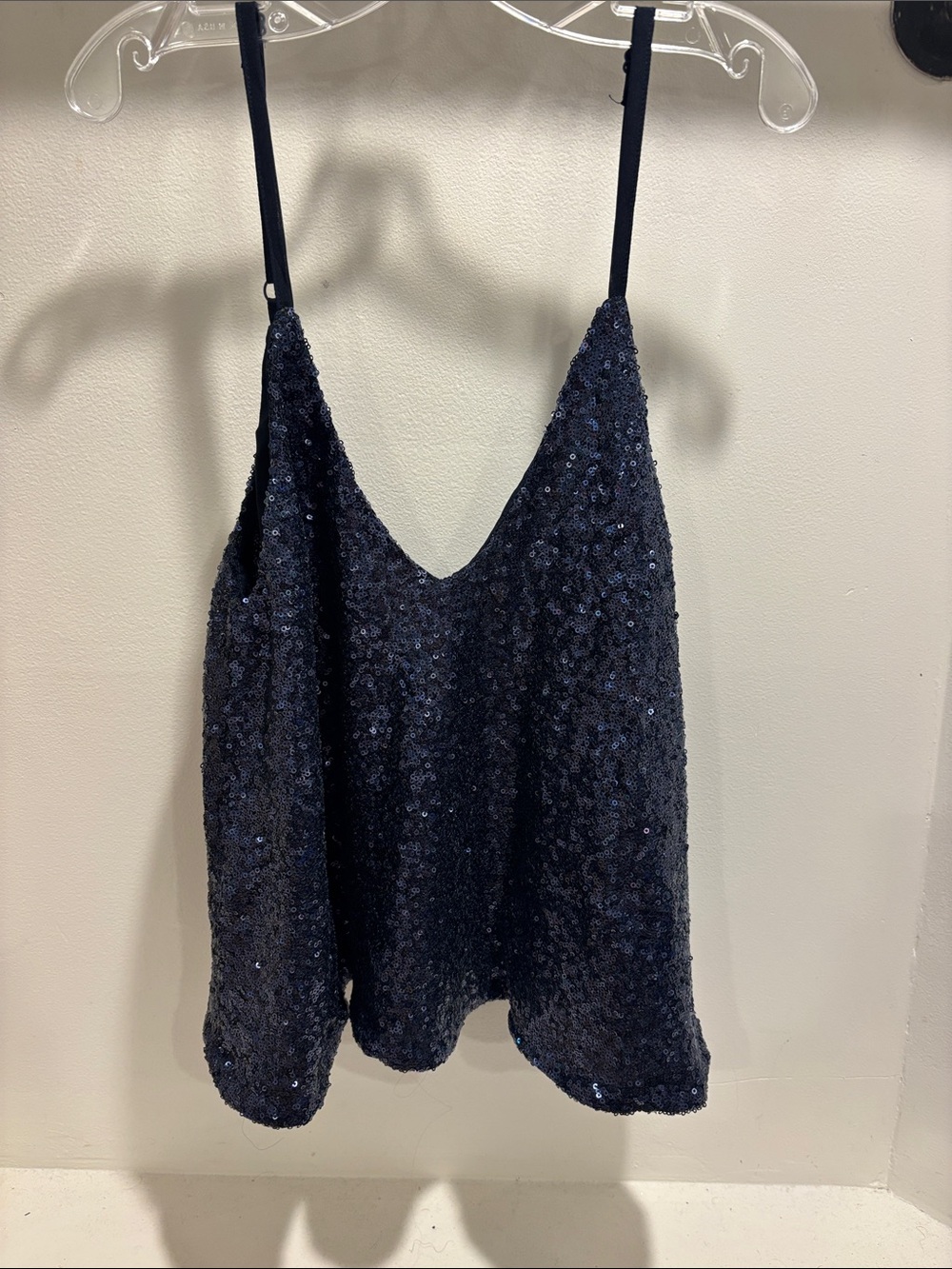 Sequin Tobi V-Neck Navy Spaghetti Strap Camisole